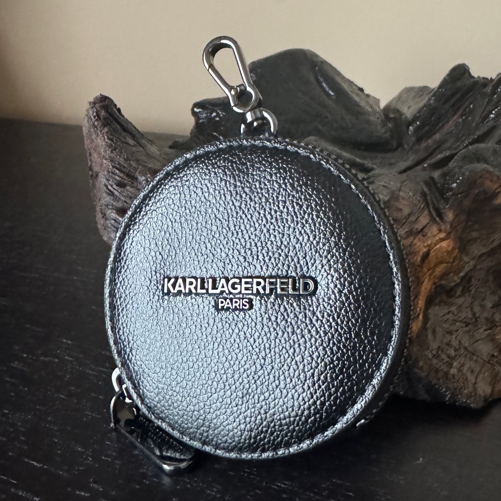 NEW Karl Lagerfield Black leather coin purse/keyring